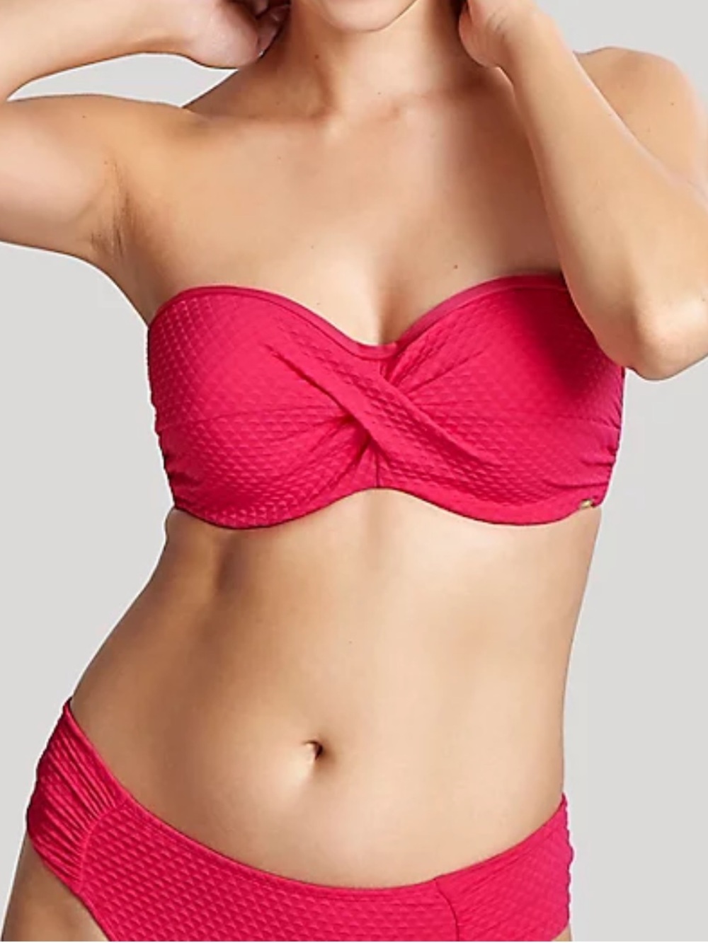 Panache Hot Pink Echo Twist Bandeau Bikini Top Size 36F NWT